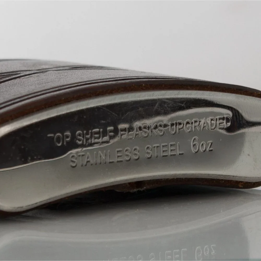 LEATHER Hip Flask | Leather Wrapped Steel Flask 6 oz. | Excellent Gift - Picture 4 of 6